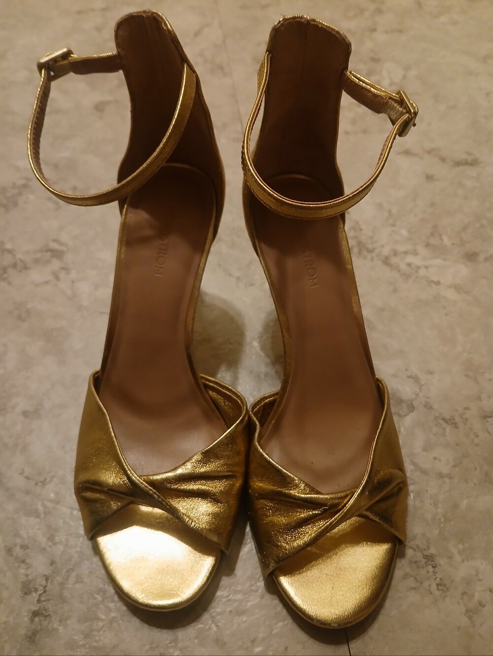 Nordstrom Metallic Gold Ankle-Strap Heels Size 6M